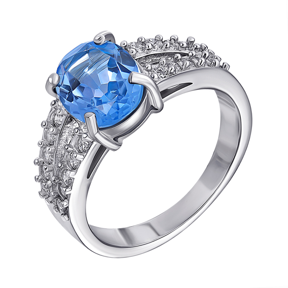 

Серебряное кольцо с топазом и фианитами 000127215 17.5 размера