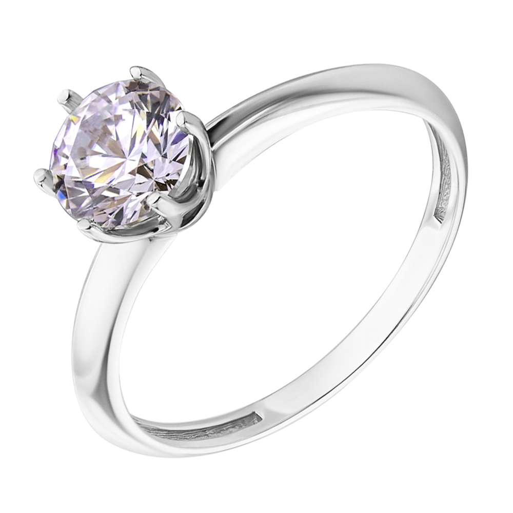 

Кольцо из белого золота с цирконием Swarovski 000036757 16 размера