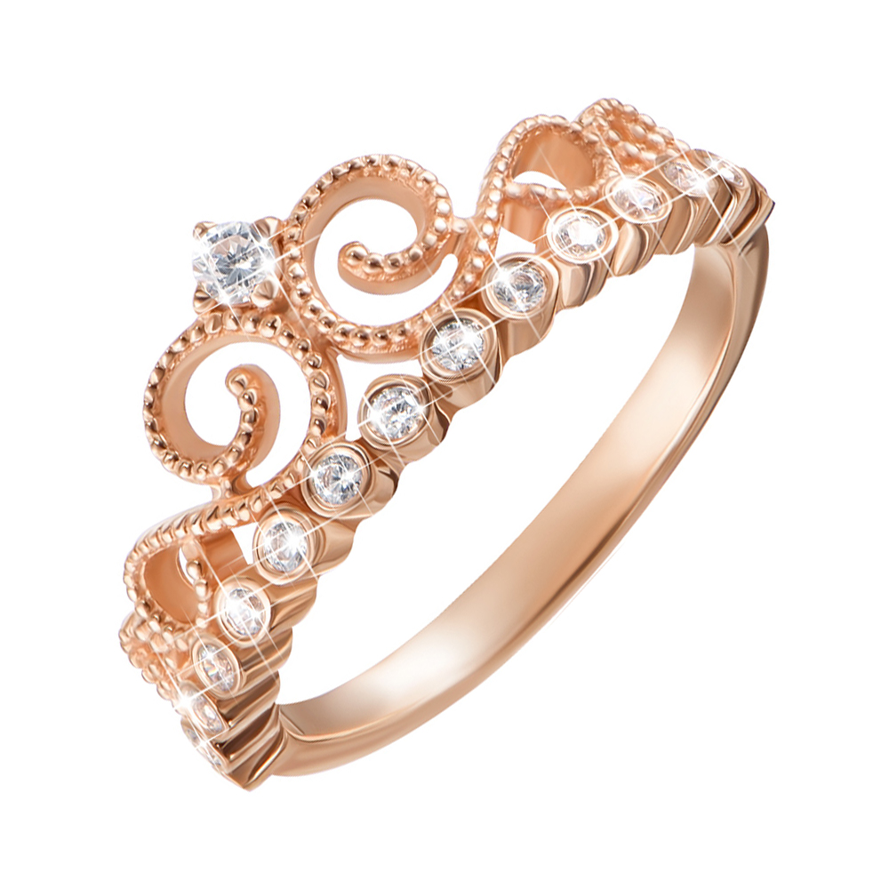 

Кольцо-корона из красного золота с фианитами 000126233 15.5 размера