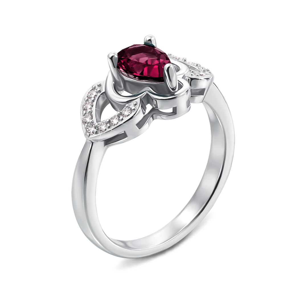

Серебряное кольцо с рубином и фианитами 000133480 16.5 размера