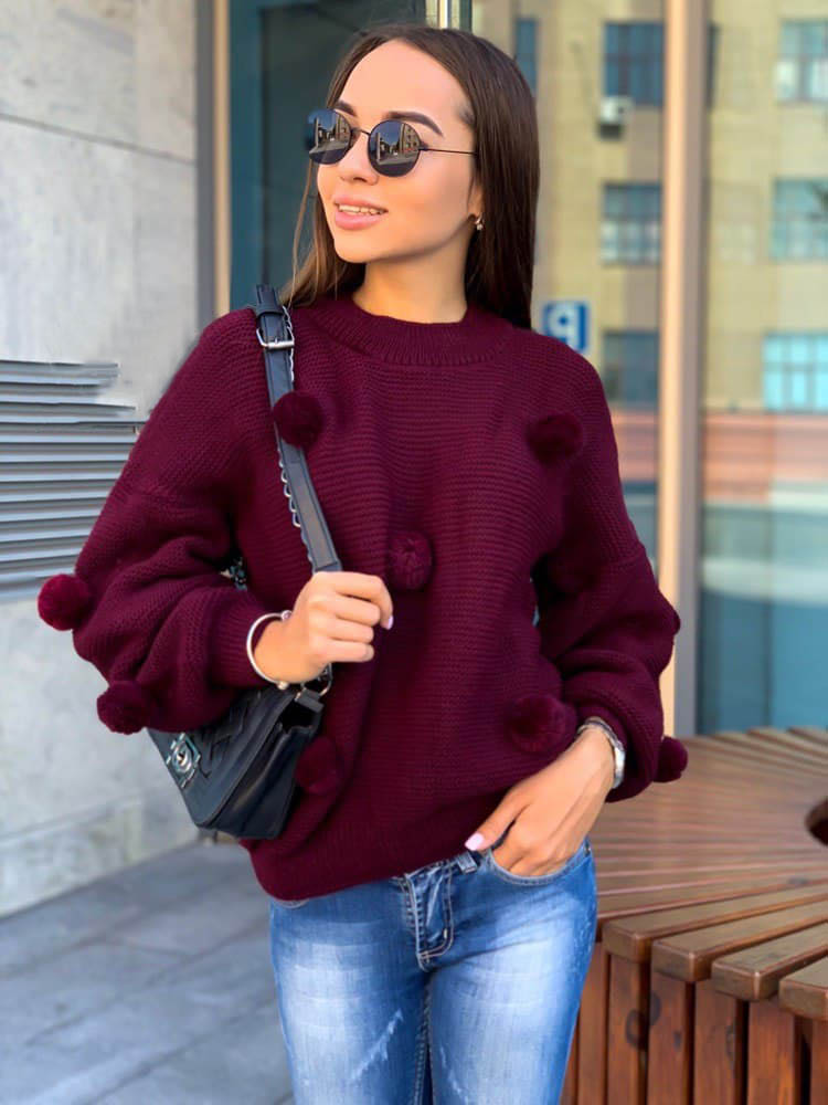 

Fashions • Свитер с бубонами Претта Fashions 42-48 марсала (0374)