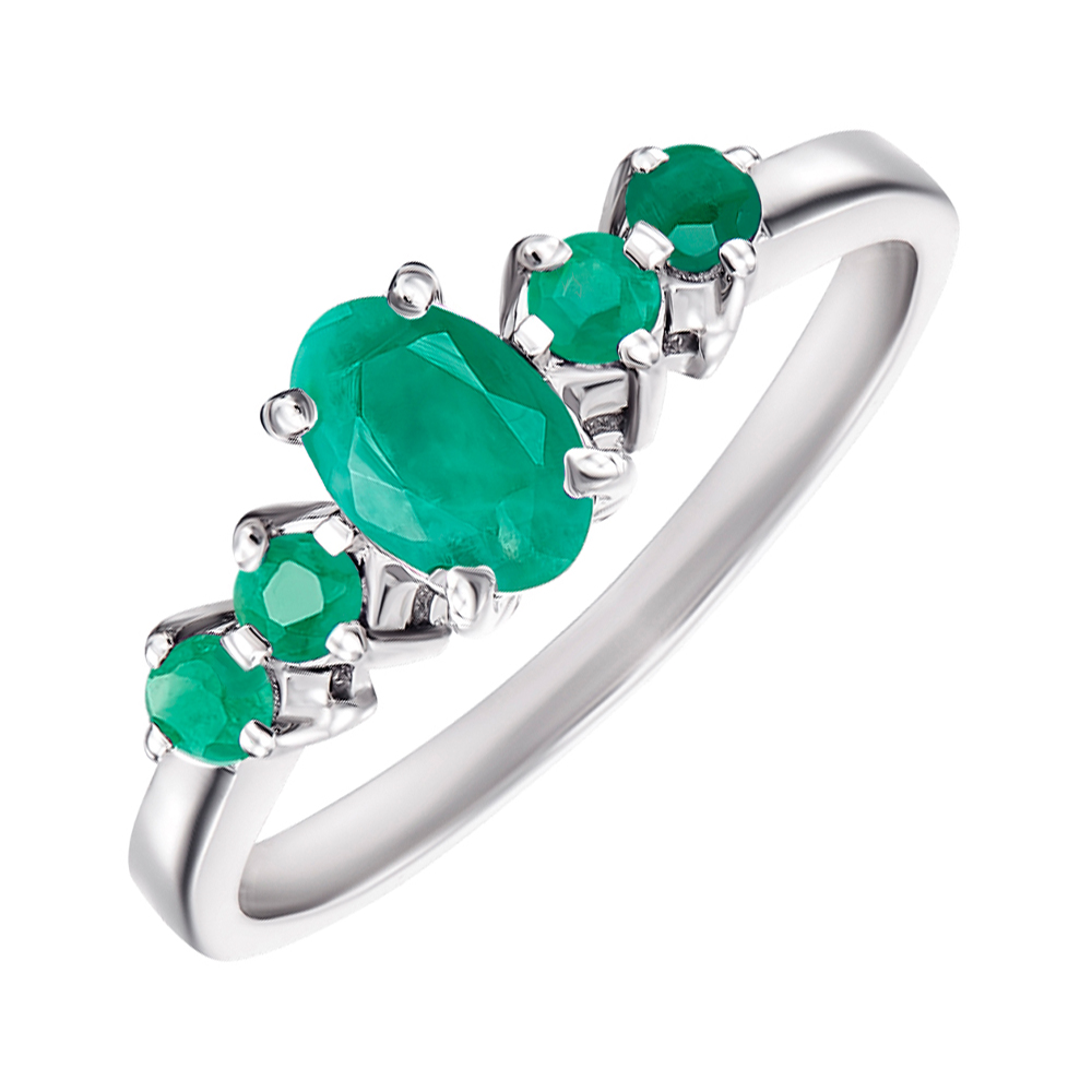 

Серебряное кольцо с изумрудами 000145317 17 размера