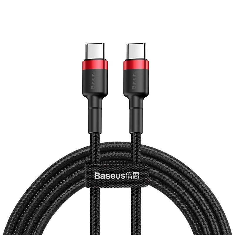 

Кабель Baseus Cafule USB Type-C-USB Type-C, PD2.0, 60W, 2м Black/Red (CATKLF-H91)