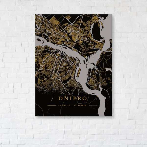 

Картина на холсте IBR Dnipro Gold Map 110x145 см