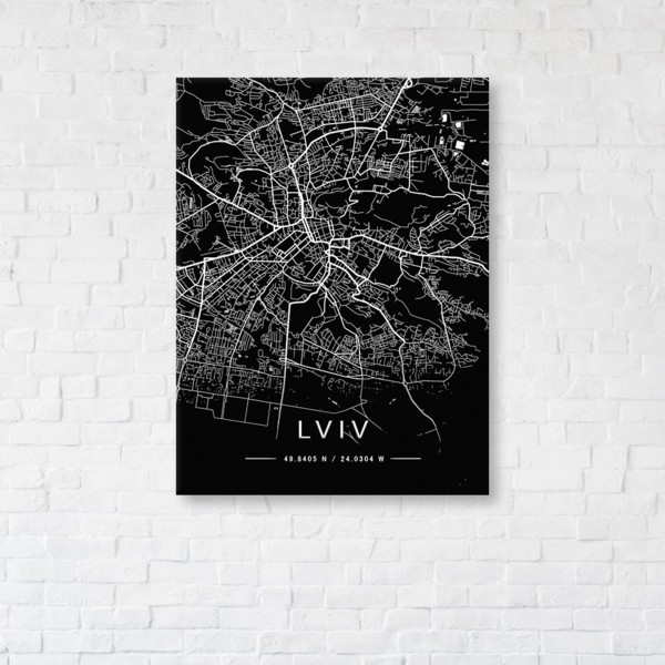 

Картина на холсте IBR Lviv Black Map 75x100 см