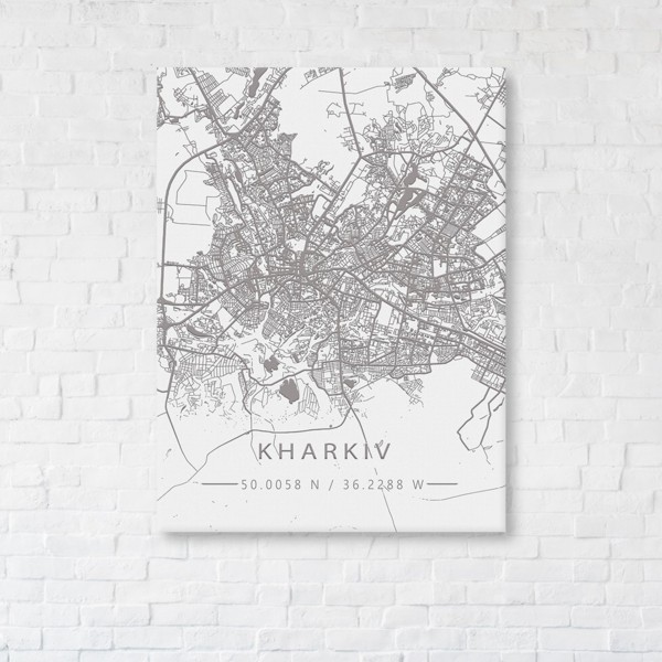 

Картина на холсте IBR Kharkiv White Map 75x100 см