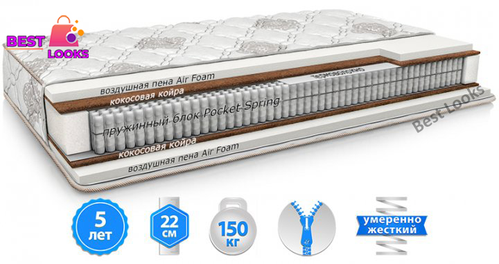 

Матрас ортопедический 180х200 MatroLuxe MOKKO SOFT PLUS