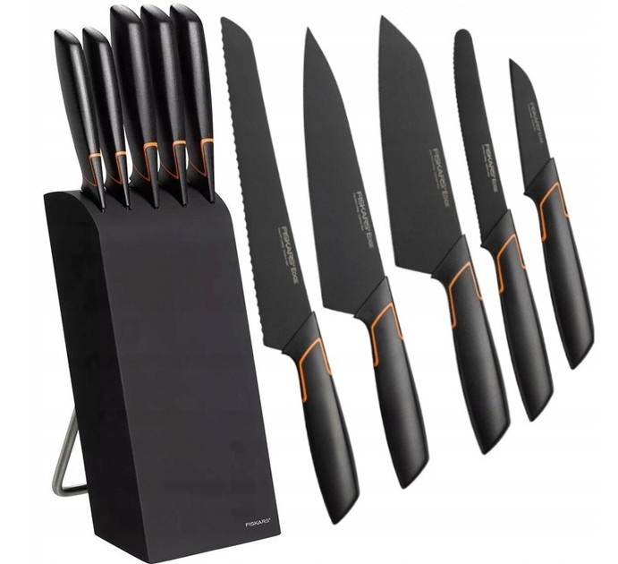 

Набор кухонных ножей в деревянном блоке Fiskars Edge 5 ножей Черный