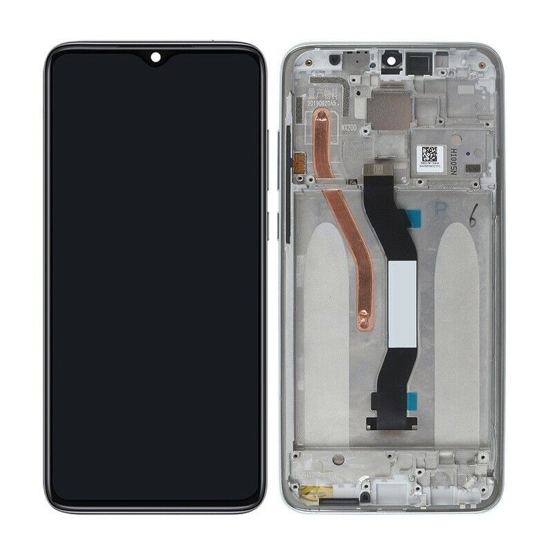 

Дисплей для Xiaomi Redmi Note 8 Pro с сенсором (тачскрином) черный с рамкой серебристого цвета