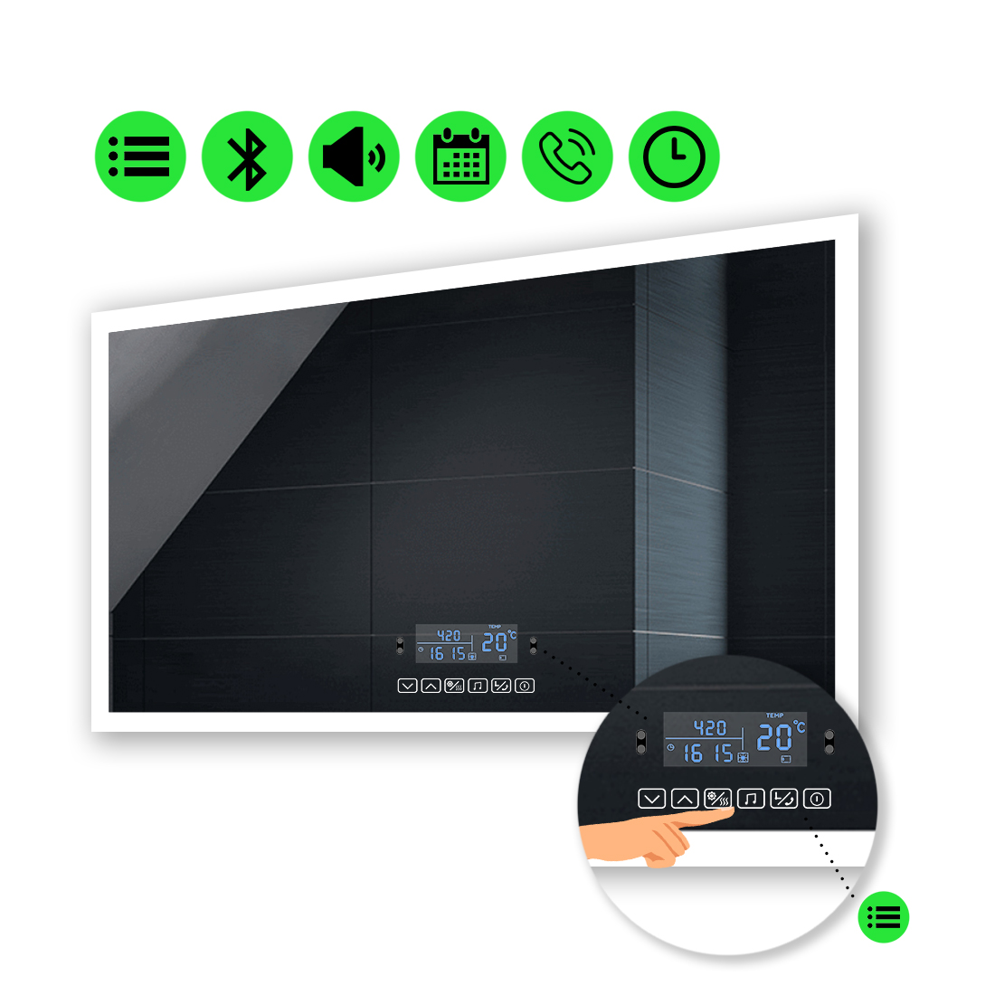 

LED-зеркало 100x60см, с Smart-блоком, модель Simphony (Simphonyg126)