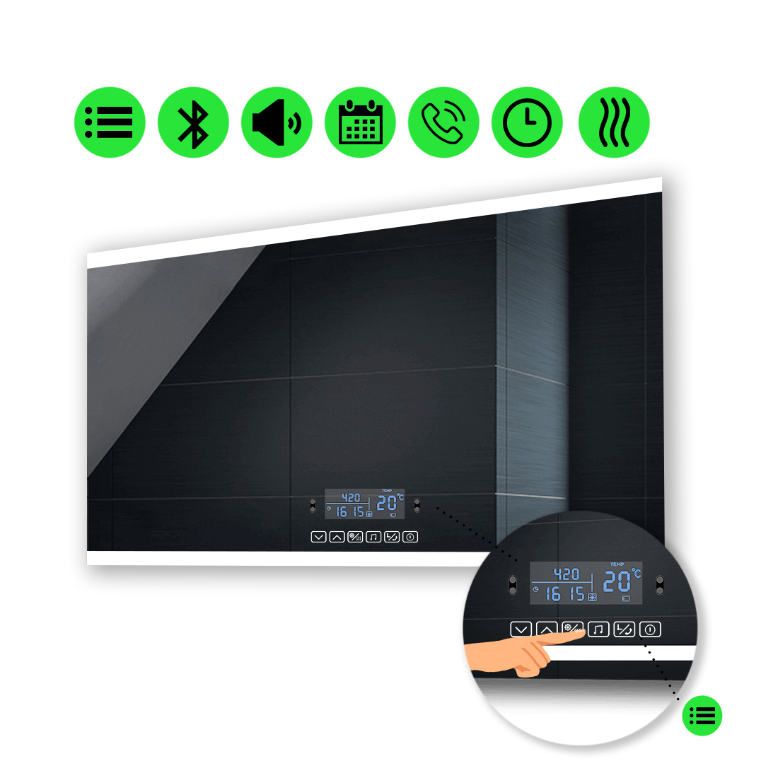 

LED-зеркало 100x60см, с Smart-блоком и подогревом, модель Ines (Inesg127)