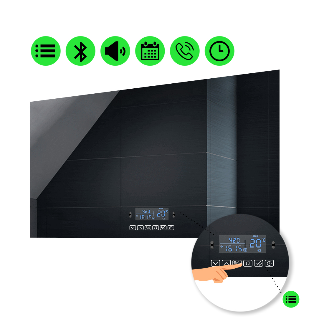 

LED-зеркало 100x80см, с Smart-блоком, модель Lucia (luciag170)