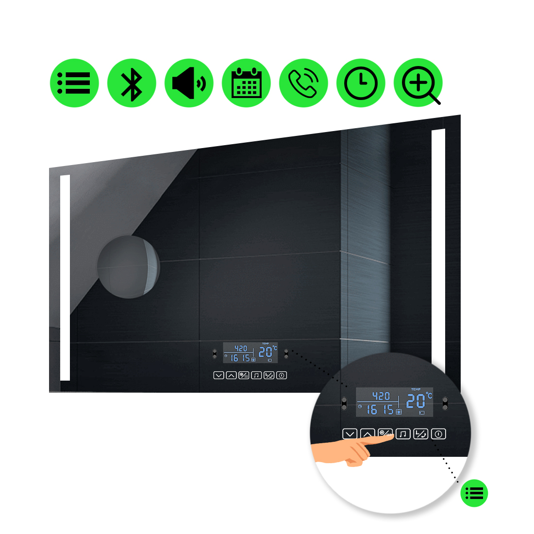 

LED-зеркало 100x80см, с Smart-блоком и линзой без подсветки, модель Adelita (Adelitag175)
