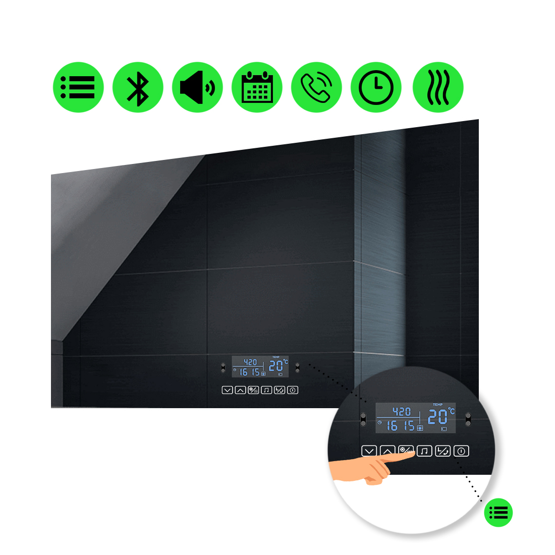 

LED-зеркало 90x80см, с Smart-блоком и подогревом, модель Lucia (luciag105)