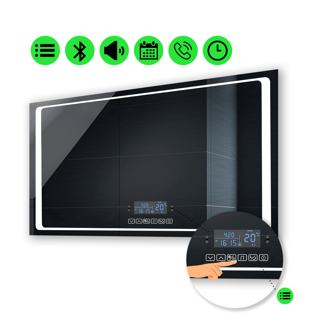 

LED-зеркало 120x80см, с Smart-блоком, модель Emma (Emmag214)