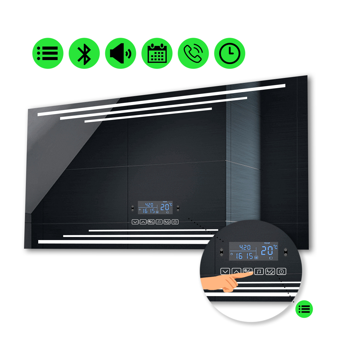 

LED-зеркало 100x60см, с Smart-блоком, модель Francisca (Franciscag126)
