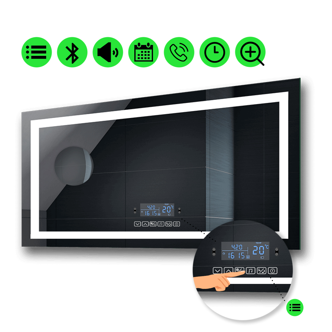 

LED-зеркало 80x60см, с Smart-блоком и линзой без подсветки, модель Karnet (karnetg43)