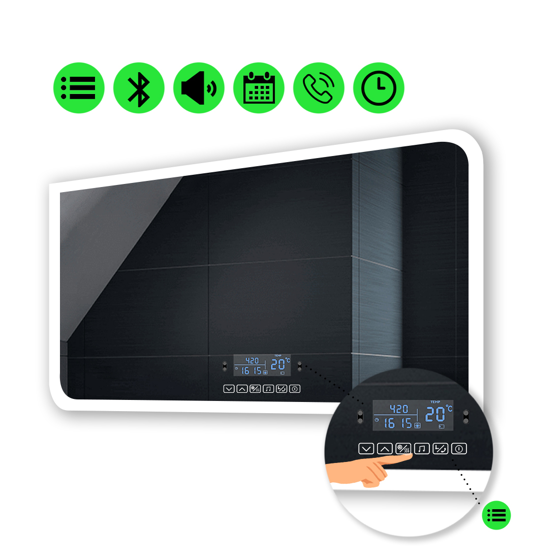 

LED-зеркало 90x80см, с Smart-блоком, модель Kruka (Krukag104)