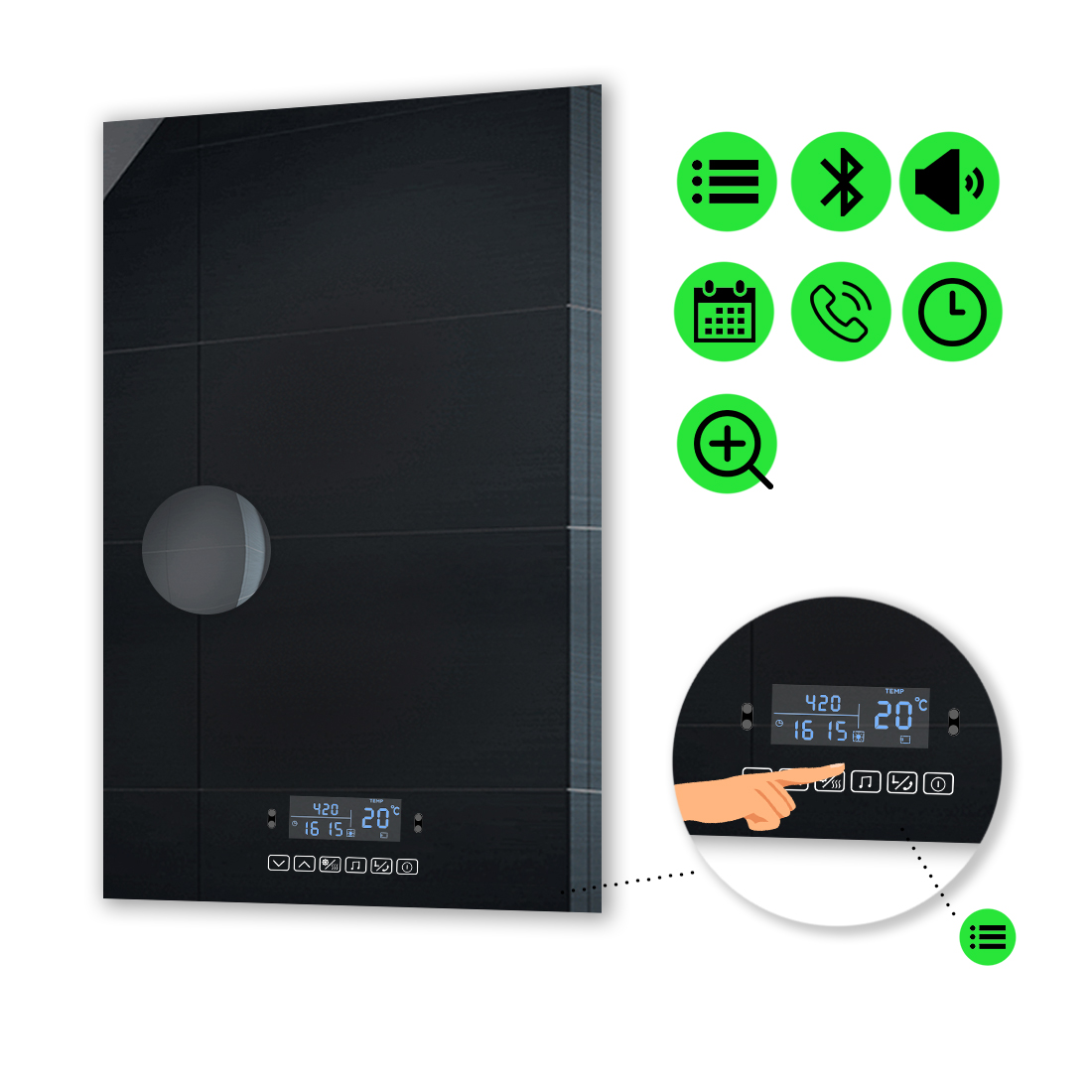 

LED-зеркало 70x80см, с Smart-блоком и линзой без подсветки, модель Lucia (Lucia241)