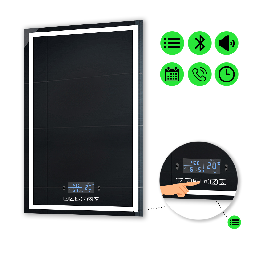 

LED-зеркало 70x110см, с Smart-блоком, модель Karnet (karnet192)