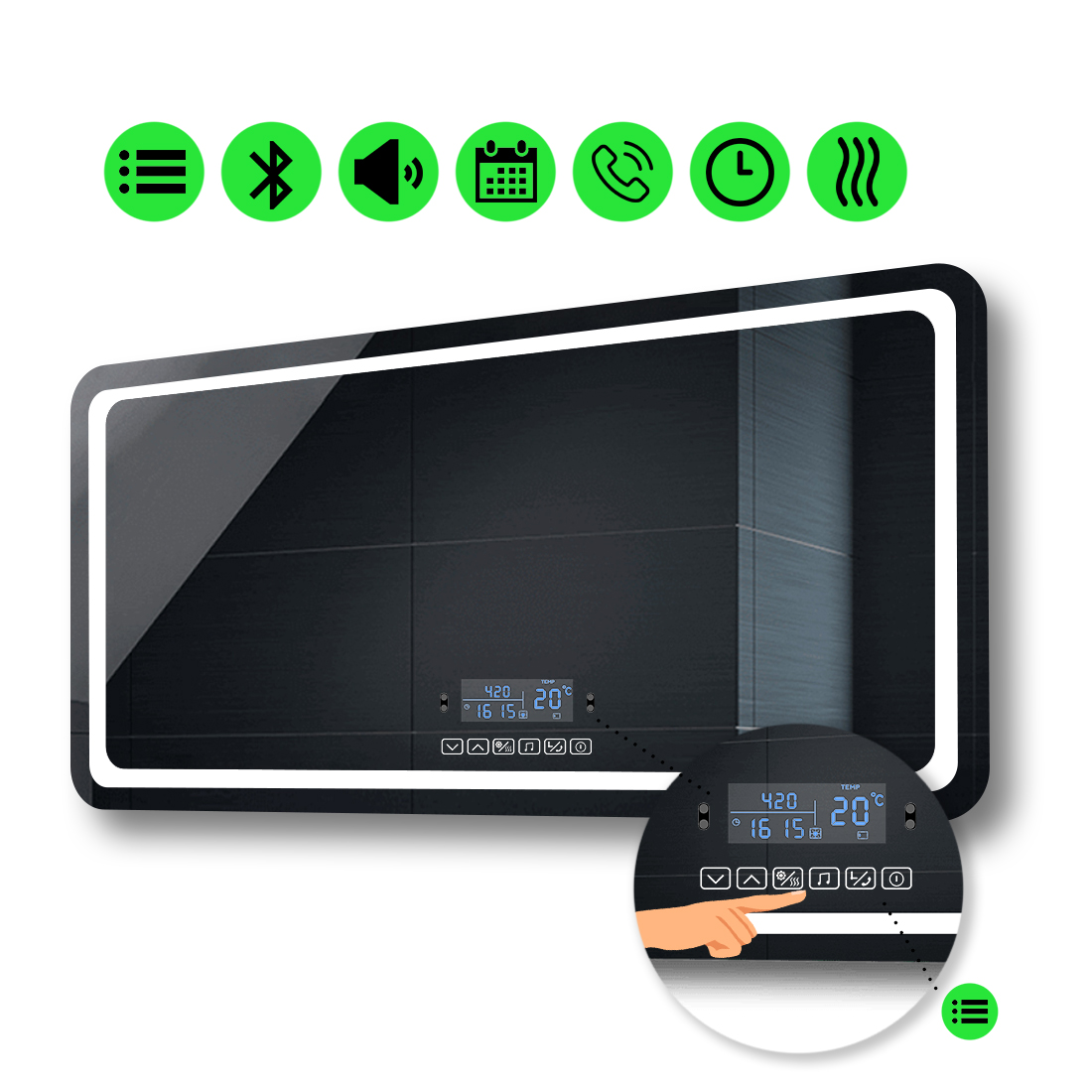 

LED-зеркало 80x60см, с Smart-блоком и подогревом, модель Anvi (Anvig39)