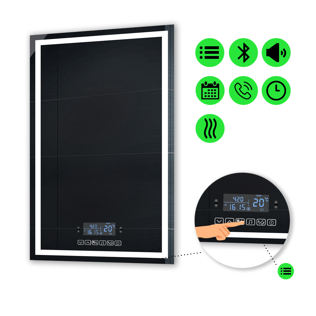 

LED-зеркало 70x80см, с Smart-блоком и подогревом, модель Karnet (karnet61)
