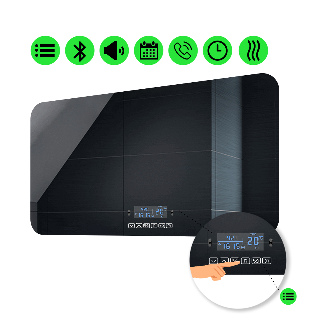 

LED-зеркало 80x70см, с Smart-блоком и подогревом, модель Ornela (Ornelag61)