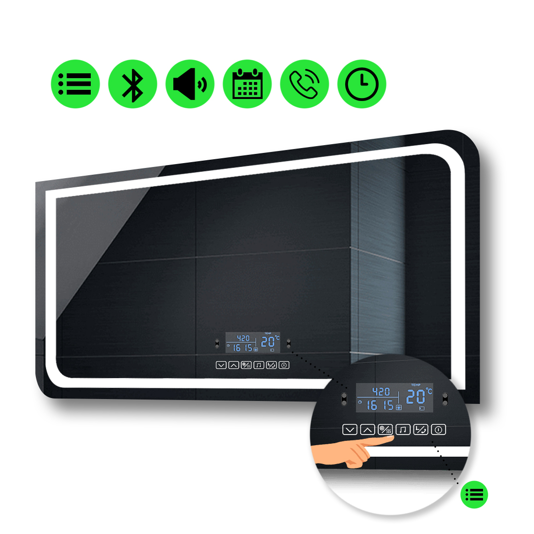 

LED-зеркало 80x70см, с Smart-блоком, модель Noemi (Neomig60)
