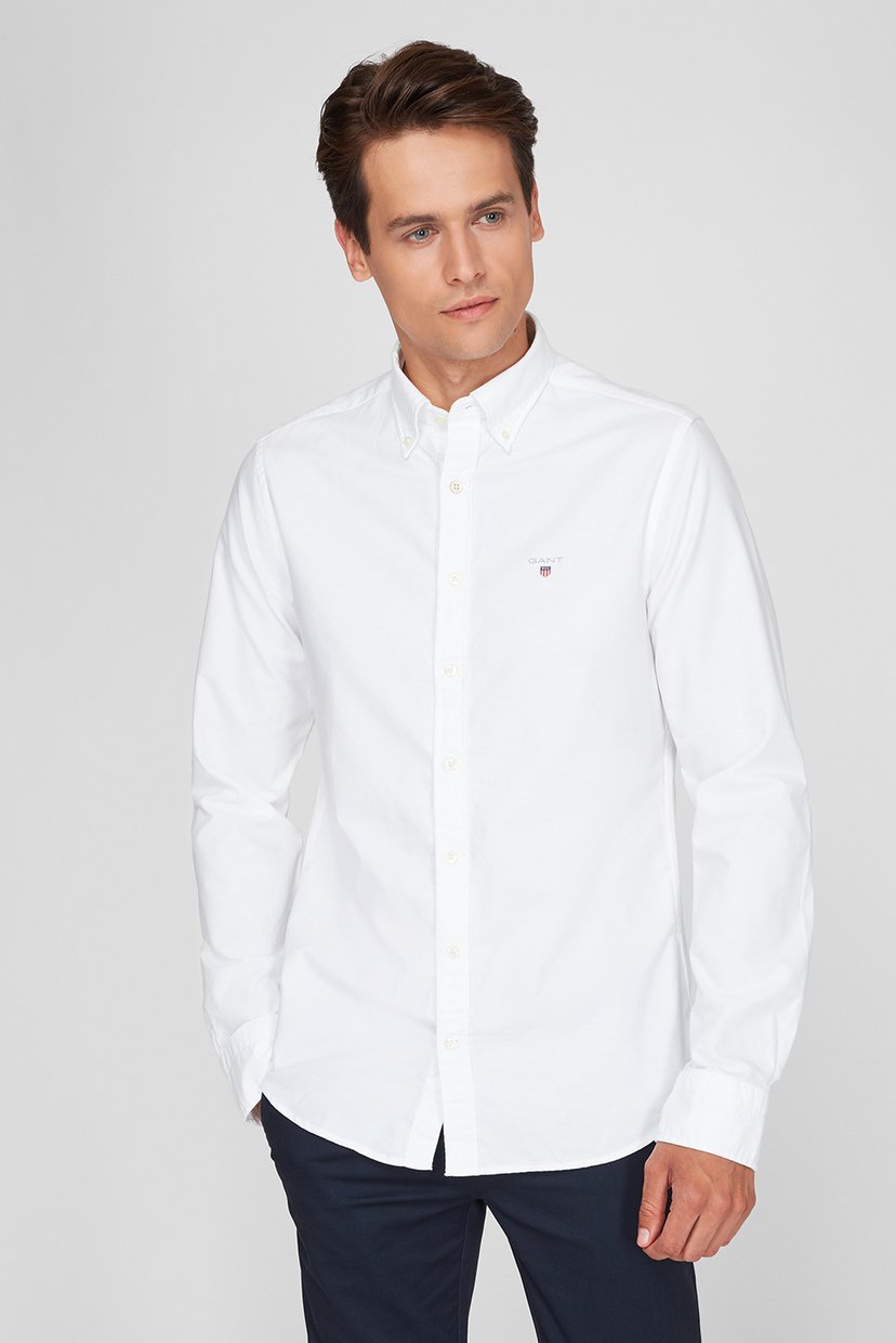 

Мужская белая рубашка SLIM OXFORD Gant  3046002, Мужская белая рубашка SLIM OXFORD Gant L 3046002