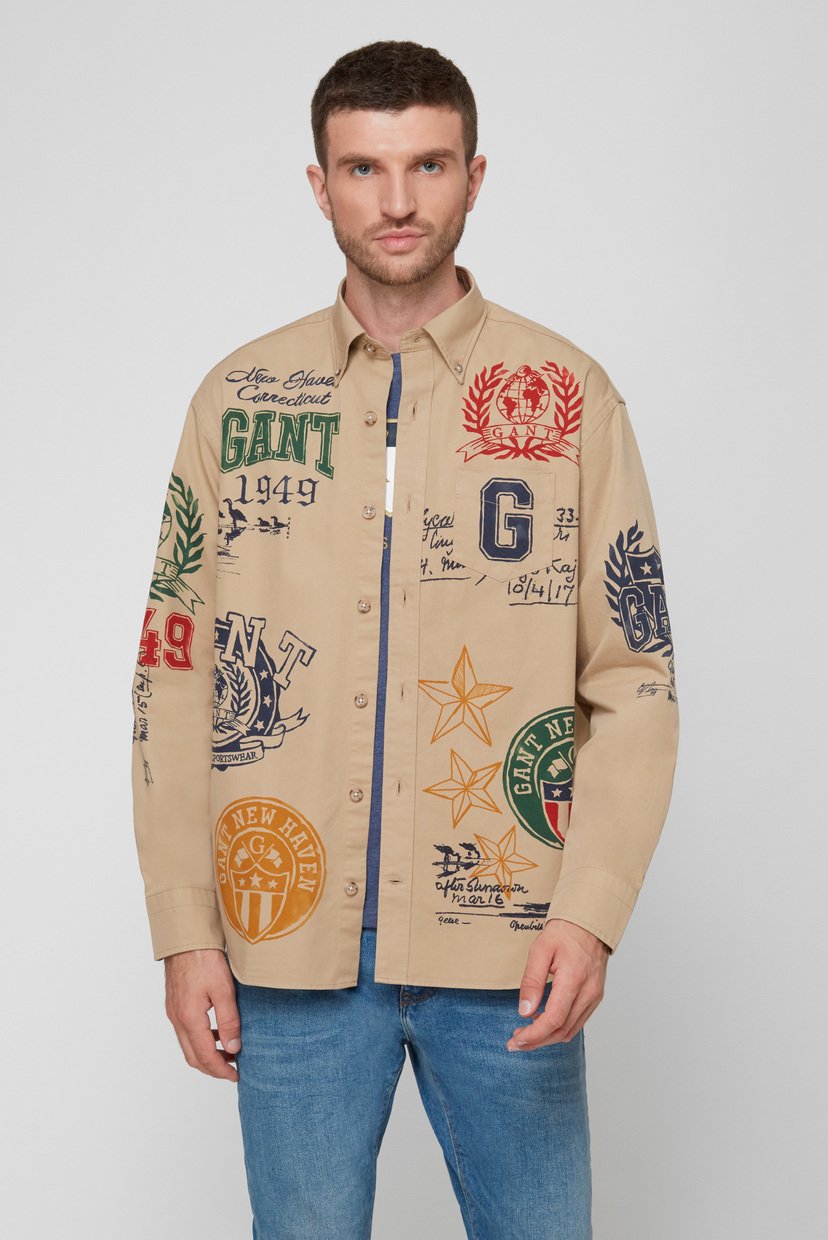 

Мужская бежевая рубашка REL CREST BD Gant  3011894, Мужская бежевая рубашка REL CREST BD Gant XL 3011894