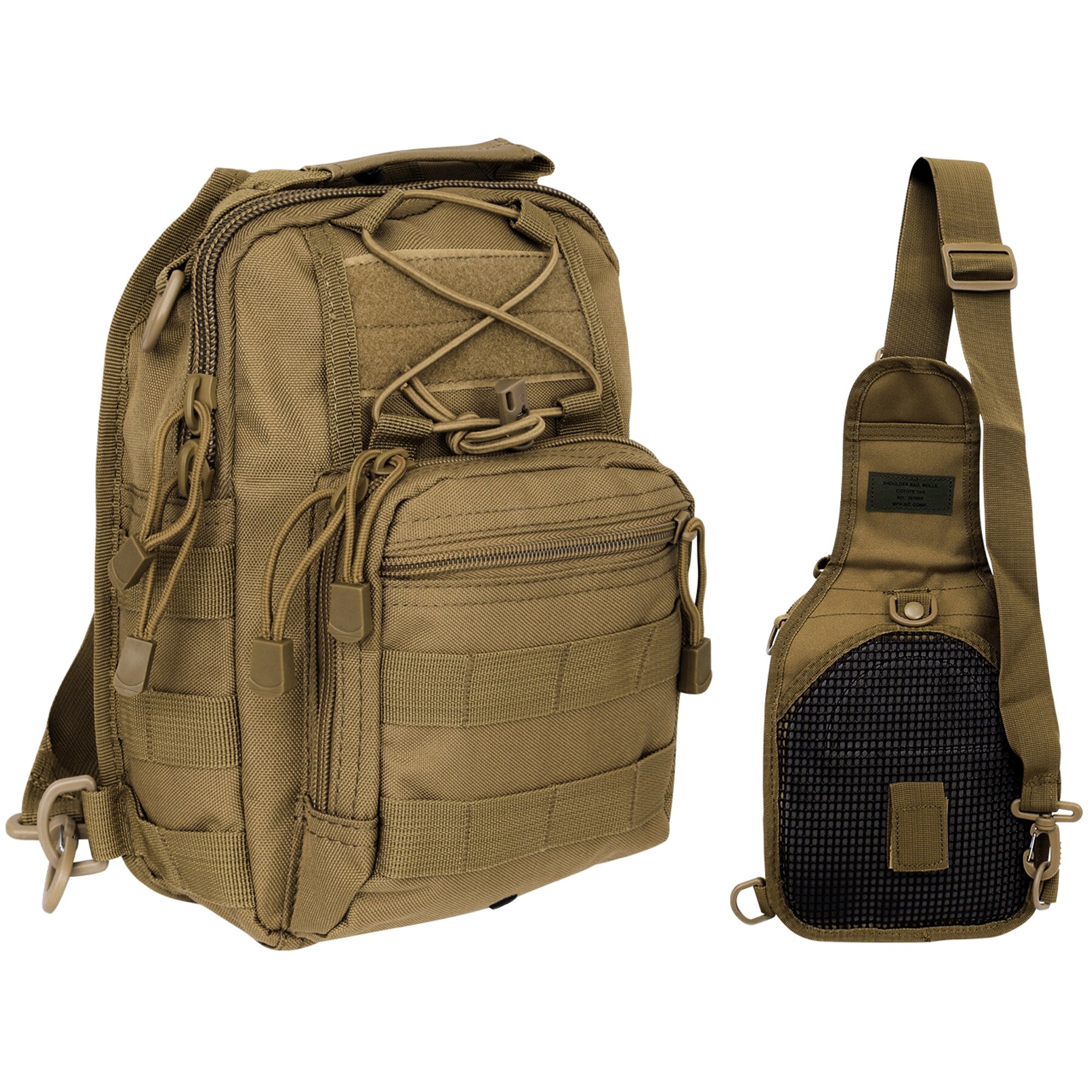 

Рюкзак однолямочный через плечо Shoulder Bag, "MOLLE" Темный койот