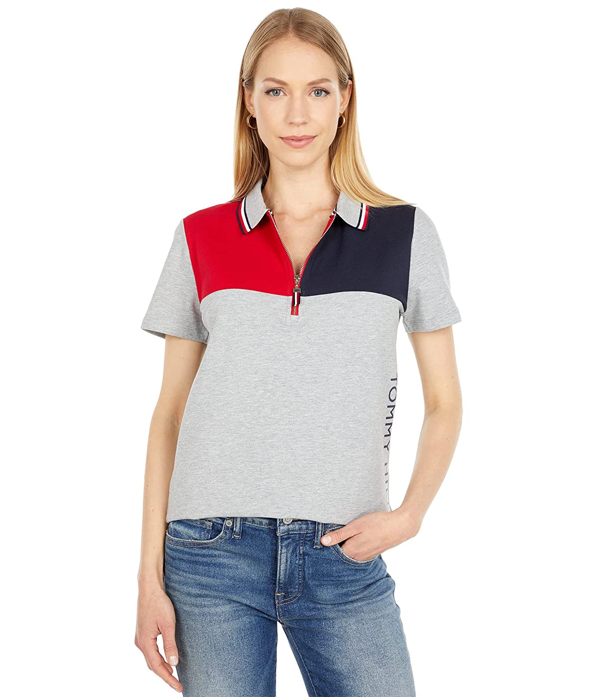 

Поло Tommy Hilfiger Color-Block Zip Polo Stone Grey Heather, L (48)
