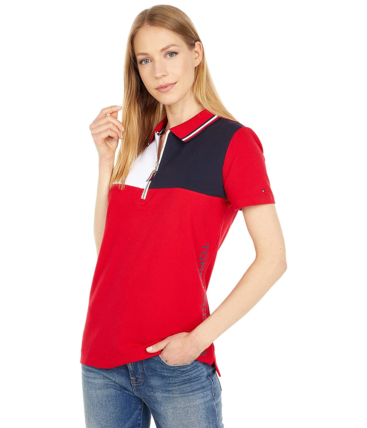 

Поло Tommy Hilfiger Color-Block Zip Polo Scarlet, XS (42)