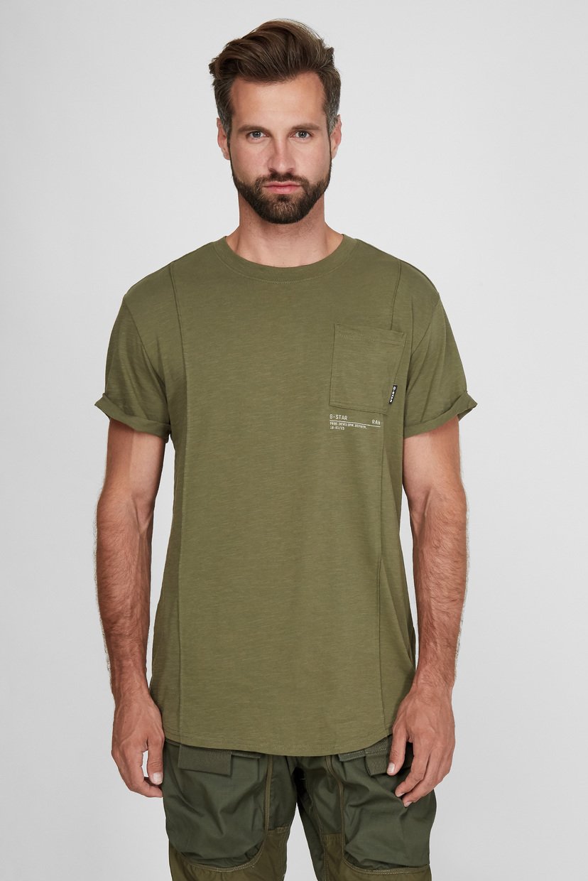 

Мужская зеленая футболка Lash pkt back graphic G-Star RAW S D19897,C372