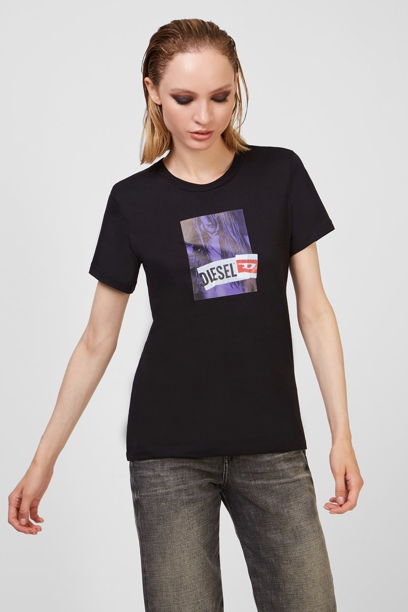

Женская черная футболка T-SILY-B3 T-SHIRT Diesel  A04692 0HERA, Женская черная футболка T-SILY-B3 T-SHIRT Diesel XS A04692 0HERA