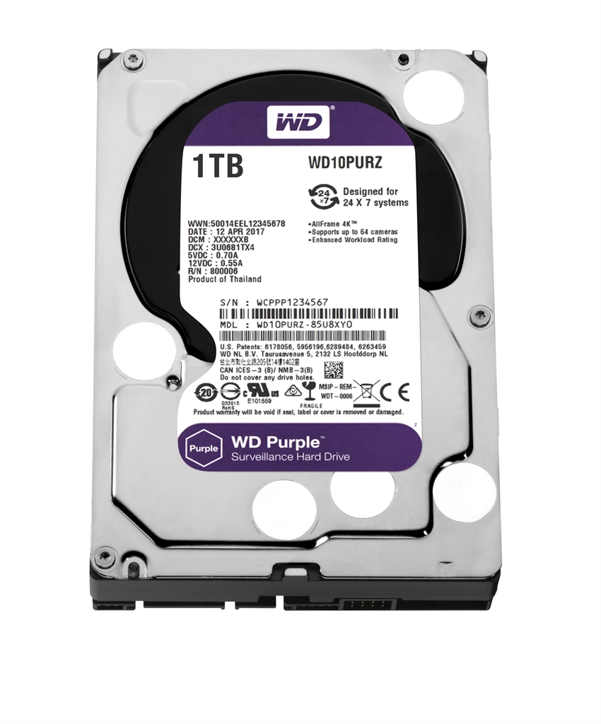 

HDD SATA 1.0TB WD Purple 5400rpm 64MB (WD10PURZ)