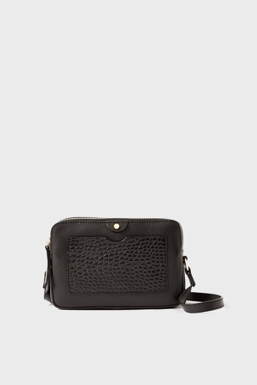 

Женская черная кожаная сумка Hanna Double Zip Cro Accessorize OS 290035