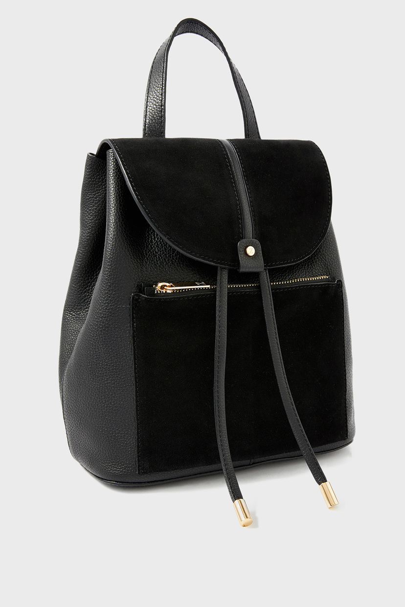 

Женский черный кожаный рюкзак Maggie Mid Flap Back Accessorize OS 290036