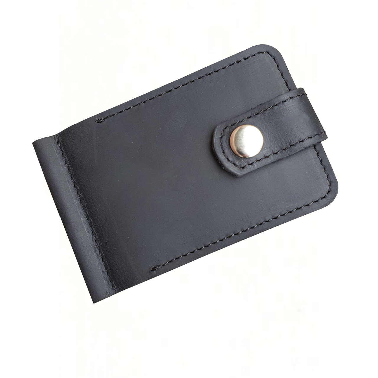 

Кожаный мужской кошелек зажим для купюр 12х8см с гравировкой клиента черный