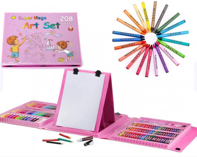 

Набор рисования с мольбертом 208 предметов Art Set розовый