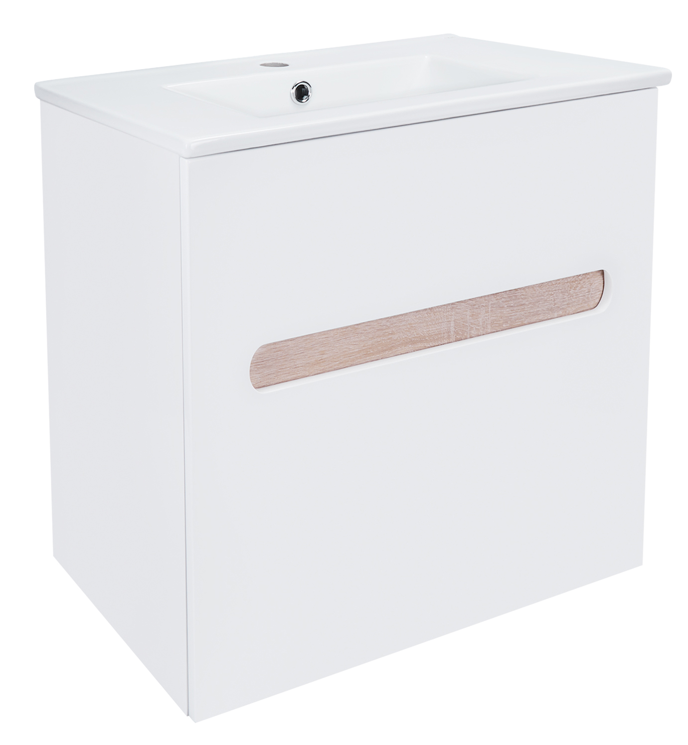 

Тумба подвесная Qtap Virgo 600х580х437 White/Whitish oak с умывальником QT1872TPА6013060CW