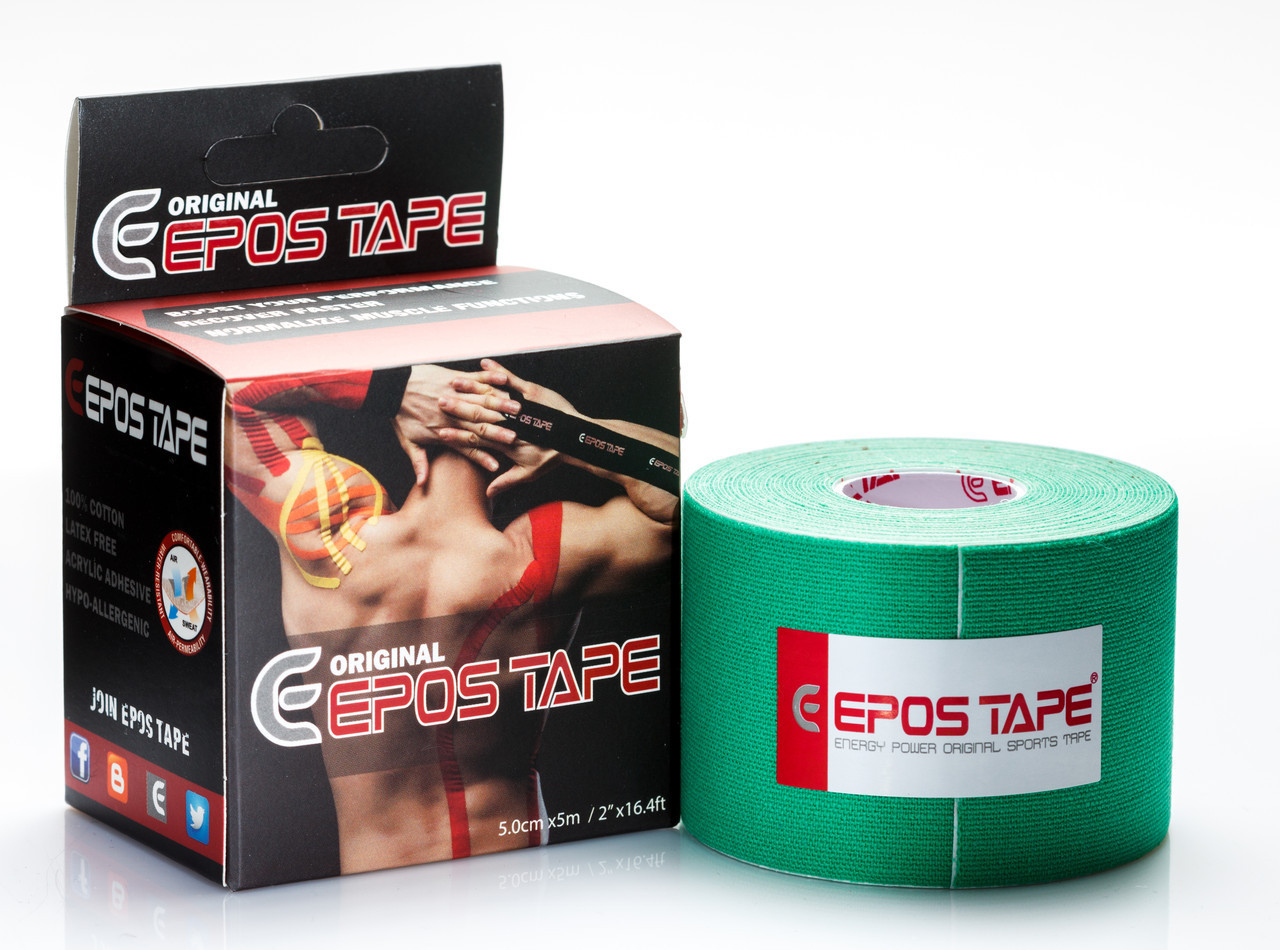 

Кинезиологический тейп EPOS TAPE Original (зеленый) из хлопка, Гипоаллергенный Акриловый (KT-08)