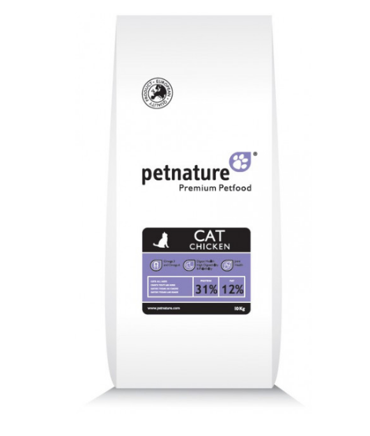 

Збалансований повнораціонний сухий корм PetNature 10 кг для дорослих котів з куркою