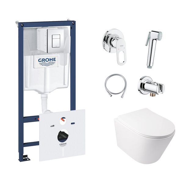 

Комплект инсталляция Grohe Rapid SL 38827000 + унитаз с сиденьем Qtap Swan QT16335178W + набор для гигиенического душа со смесителем Grohe BauLoop 111042