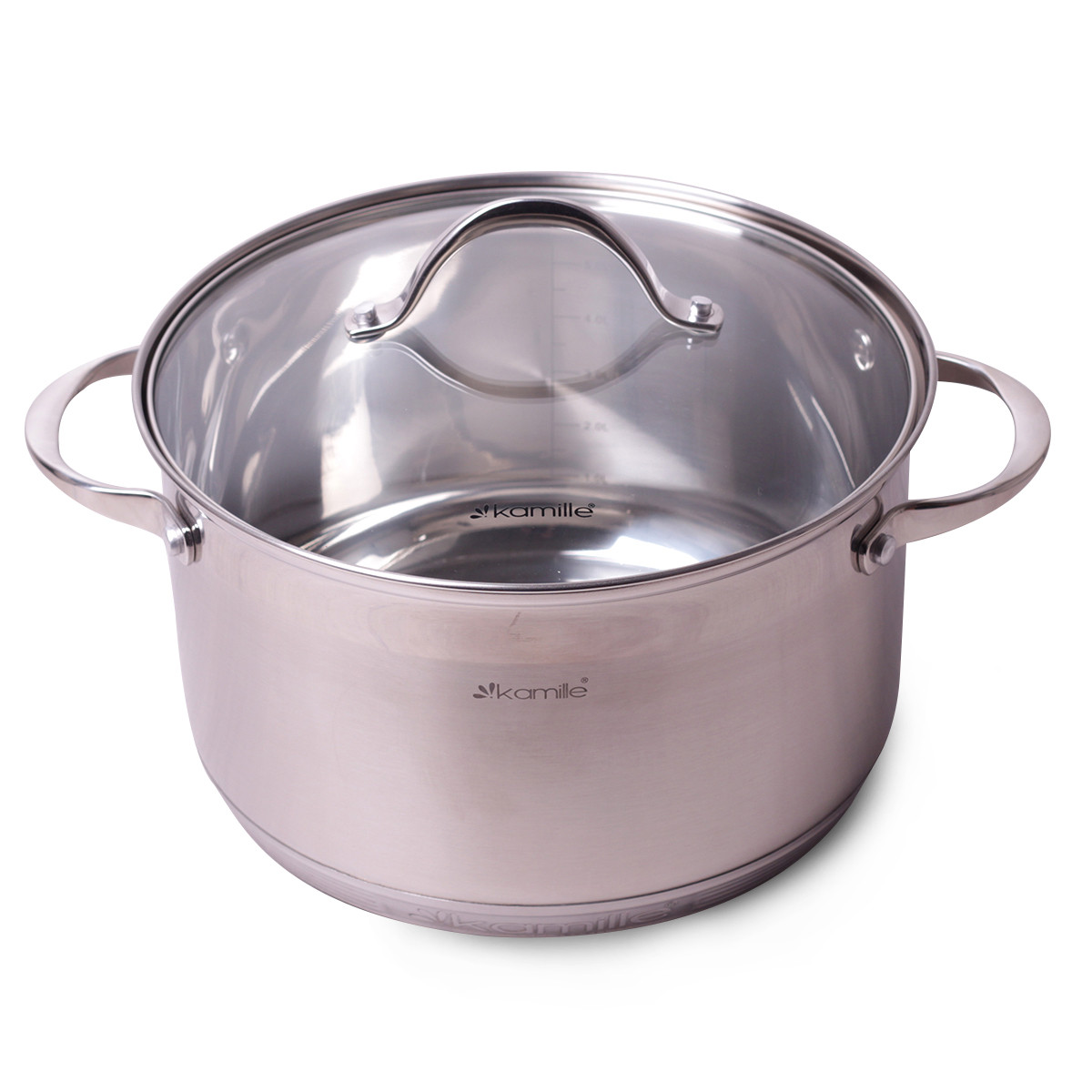 

Кастрюля с крышкой Kamille 4.9л из нержавеющей стали и 7-слойным дном для индукции и газа KM-4722S