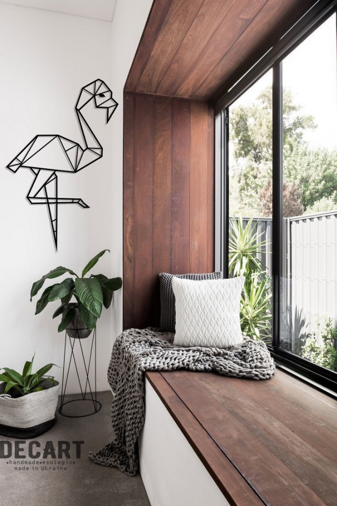 

Деревянная картина - панно Животные Geometric flamingo 128х90 см