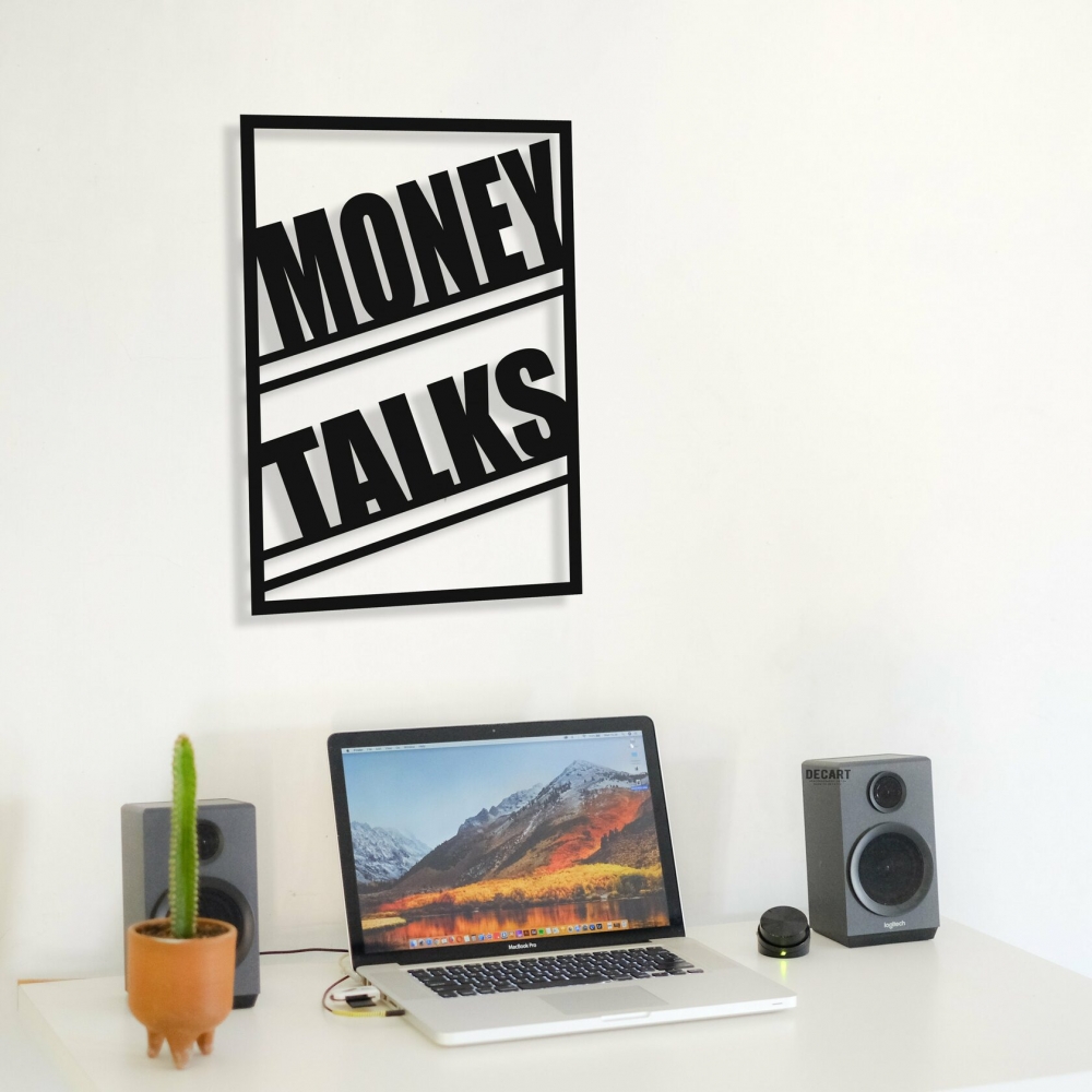 

Деревянная картина - панно Надписи Money talks 90x62 см
