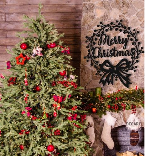 

Деревянная картина - панно Новогодние Merry Christmas 103х90 см