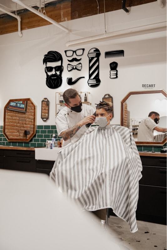 

Деревянная картина - панно Для салонов красоты Набор Barber 90х42 см