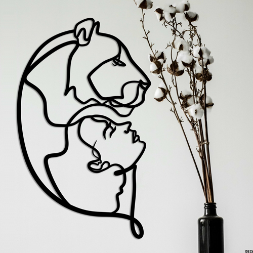 

Деревянная картина - панно Искусство линий Lioness line 100x60 см